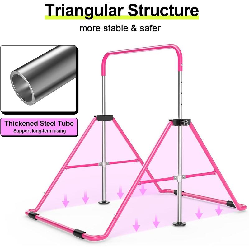 Expandable Gymnastics Bar for  - Height Adjustable Junior  Bar for Home, Folding Gymnastic Horizontal Bars Equipment