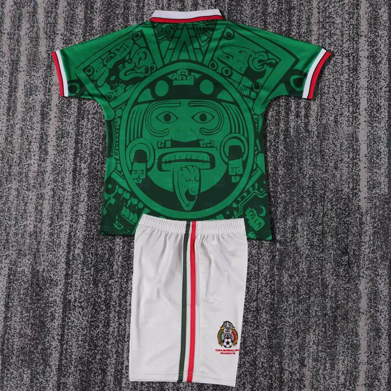 1998 Mexico Home Quick Dry Breathable Green Soccer Jersey Set