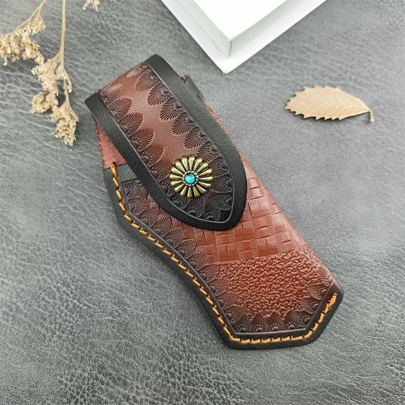 Cowhide Foldable Knife Holster, Portable Knife Storage Holster, Outdoor Foldable Knife Sheath, Sports & Outdoor Accessories