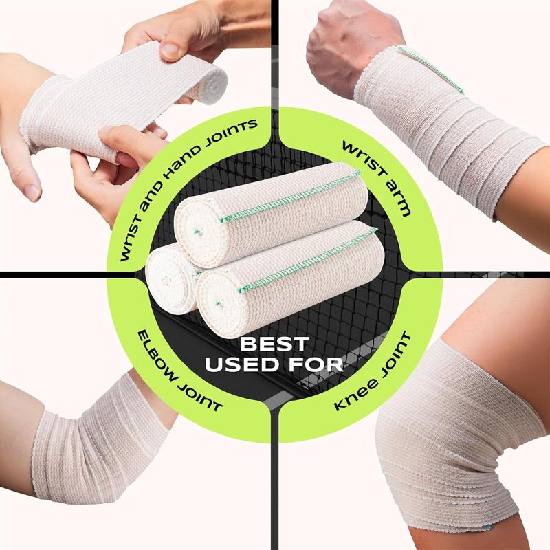 5Rolls Elastic Bandage Wrap,6Inch Wide Bandages for Ankle, Foot, Leg and Hand Compression Bandage for Sports Sprained