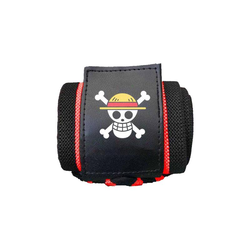 Invicta Kuru Premium Wrist Wraps - Super Sleek Black and Red Straw Hat Pirate Design