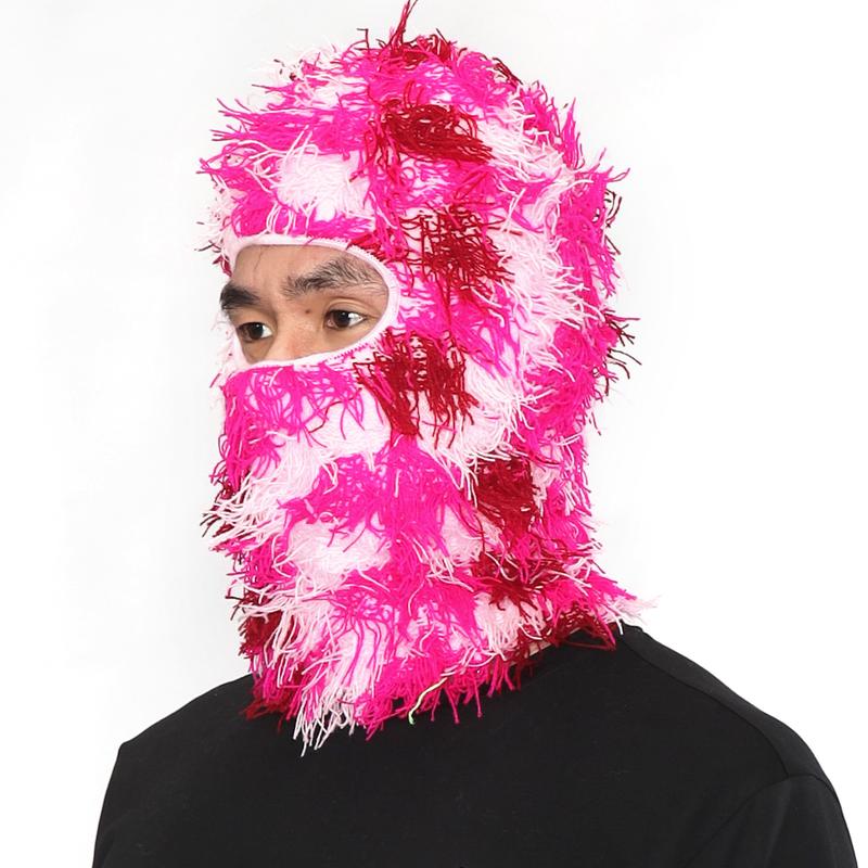 Distressed Balaclava Ski Mask, Shiesty Yeat Airsoft Custom Camo Knitted Face Mask for Men Women