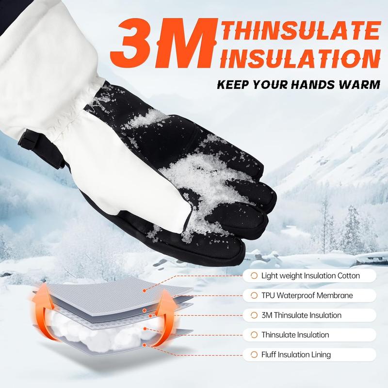 Ski Gloves Snow Gloves for Men Women, Waterproof Winter Gloves, 3M Thinsulate Warm Gloves, Unisex Touchscreen Snowboarding Gloves, Men Women Gloves with Pocket for Cold Weather