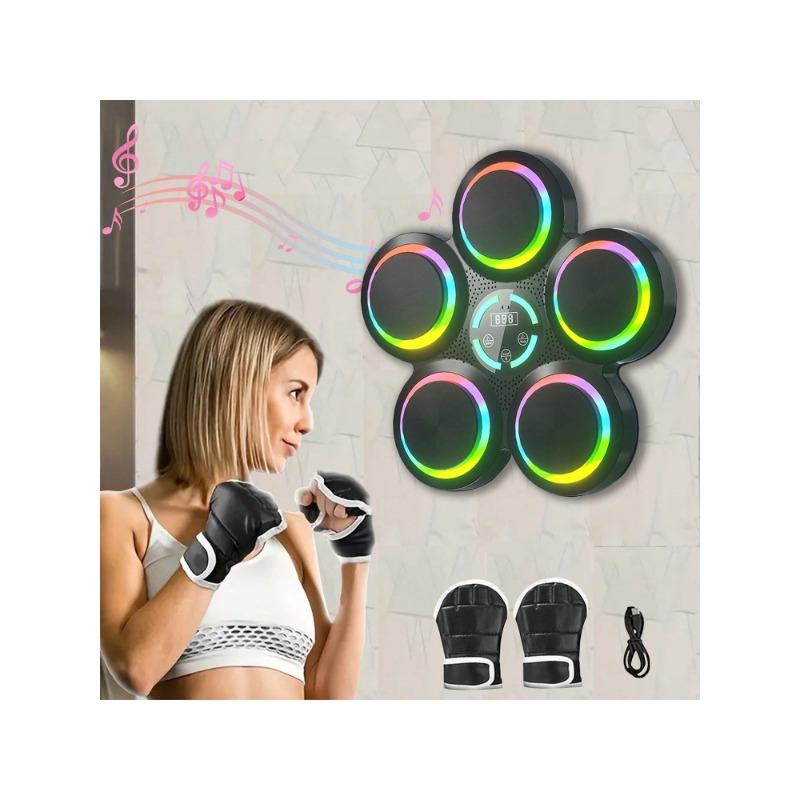 Set With Boxing Gloves Music Boxing Machine Home Wall-Mounted Music Boxing Machine, Agile Training Digital Boxing Machine Wall Target Pad Suitable For Children And Adults (Black)