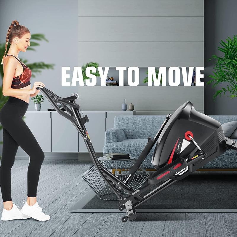 ANCHEER Elliptical Machine, Cross Trainer with Smart APP Connection, 10-Level Resistance, LCD Monitor, Heart Rate Sensor, Cardio Exerciser Equipment for Home Office Workout, 390lb Weight Capacity