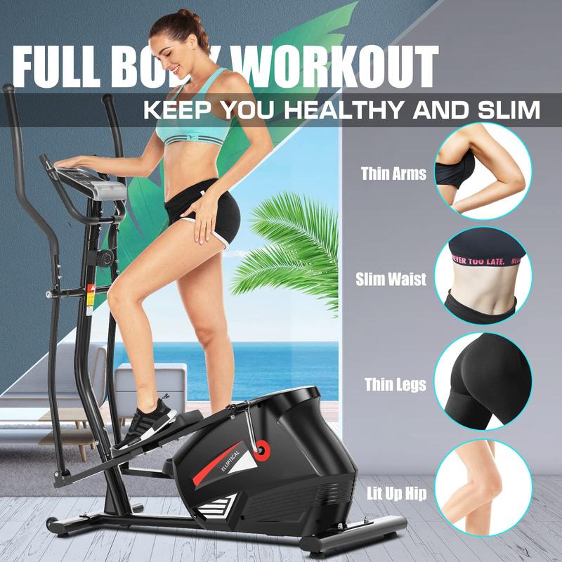 ANCHEER Elliptical Machine, Cross Trainer with Smart APP Connection, 10-Level Resistance, LCD Monitor, Heart Rate Sensor, Cardio Exerciser Equipment for Home Office Workout, 390lb Weight Capacity