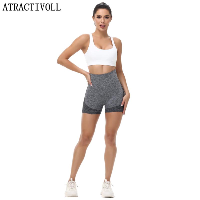 ATRACTIVOLL 1 2PCS  Breathable Leggings for Outdoor , Plus Size Yoga Pants, Women's Summer Stretch Yoga Shorts womens  shorts high waist skinny short