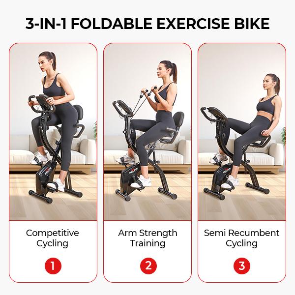 Relife Sports 3 in 1 Exercise Bike Folding Exerpeutic Bike