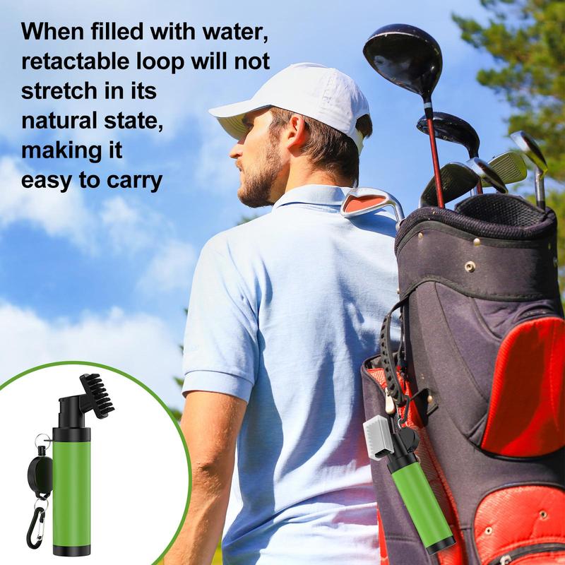 Golf Clubs Cleaning Water Brush, Forward & Inverted Dual Angle Golf Spray Brush, Golf Club Groove Cleaner Brush with Retractable Climbing Hook