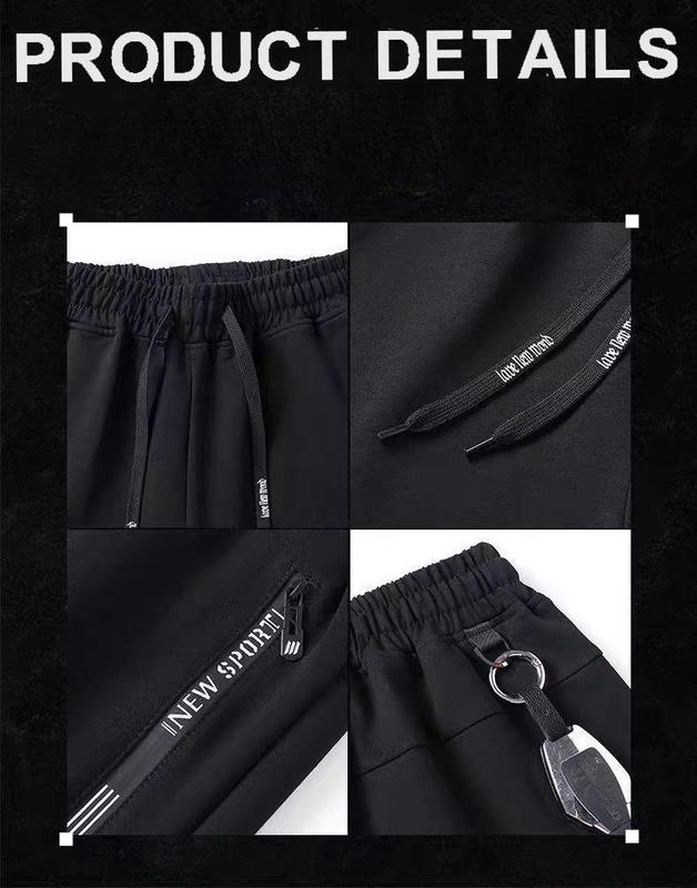 Men's 3-pack sports sweatpants, featuring exquisite embroidered zipper pockets and embroidered drawstrings.