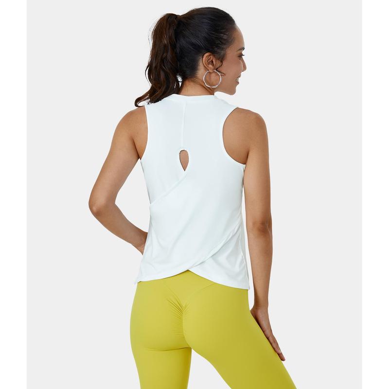 Halara Cut Out Crossover Hem Solid Yoga Tank Top