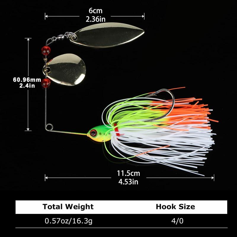 Fishing Lure Spinner Baits Kit, 10 15pcs Hard Soft Buzzbait Lures Spinner Lures Fishing Lure Set, Topwater Fishing Lure Saltwater Freshwater for Bass, Fishing Equipment