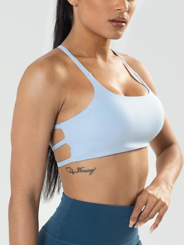 Women's Criss Cross Back Sporty Bra, Breathable High Stretch Sports Lingerie Top, Sports Bra for Women, Women's Sportwear for All Seasons Yoga Gym Workout, Summer Outfits 2024