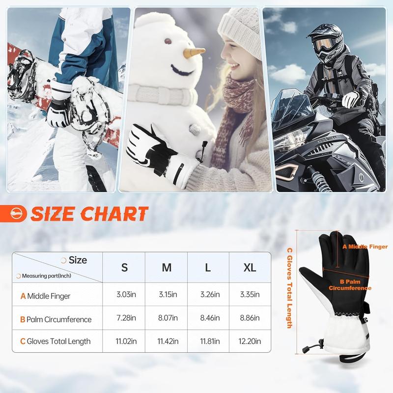 Ski Gloves Snow Gloves for Men Women, Waterproof Winter Gloves, 3M Thinsulate Warm Gloves, Unisex Touchscreen Snowboarding Gloves, Men Women Gloves with Pocket for Cold Weather