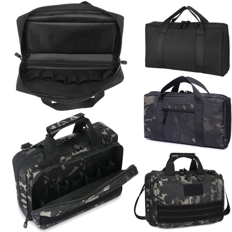 Tactical Gun Range Bag Nylon Padded Handgun Pistol Case with Magazine Storage