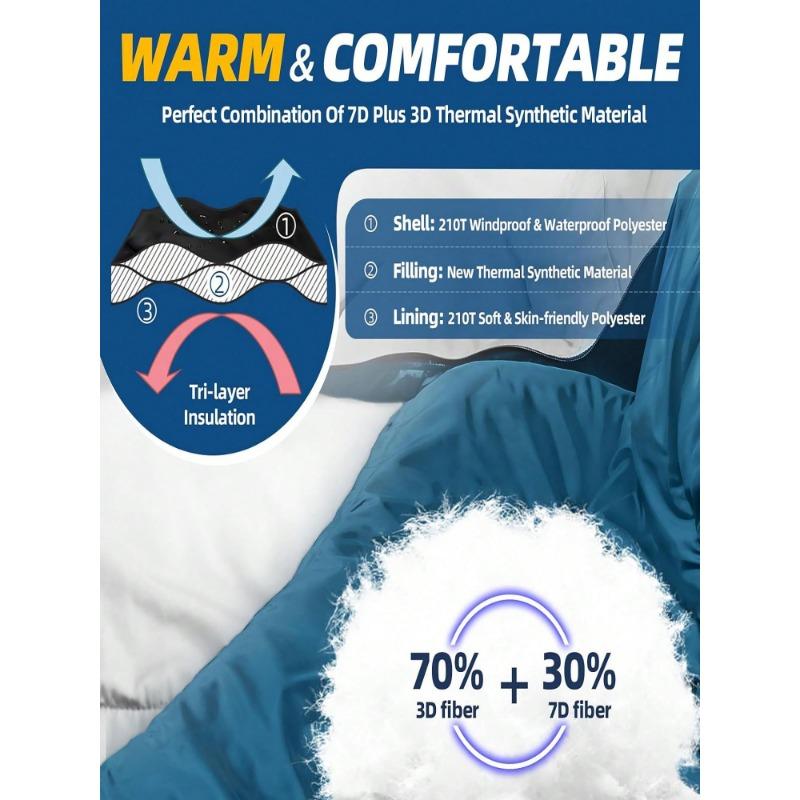 Double Sleeping Bags For 2 Adults, 2-3 Person Sleeping Bag For Camping Two Person Sleeping Bags For Adults With Pillows For Cold Warm Weather