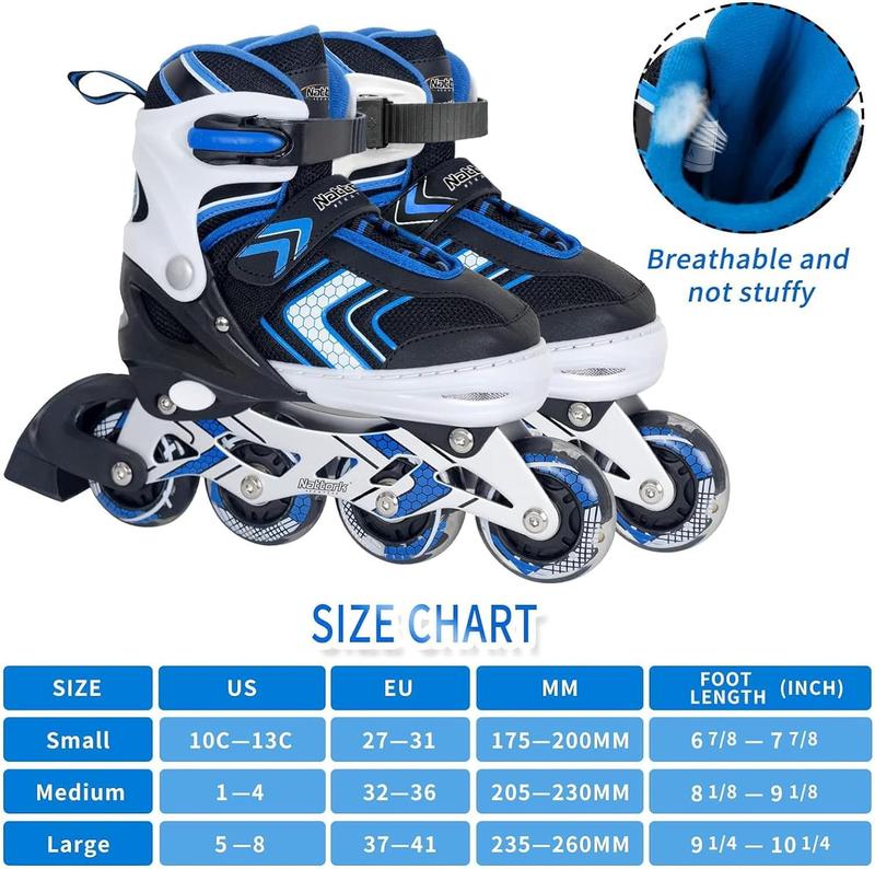 Nattork Adjustable Inline Skates for Kids - Blue - Model 901