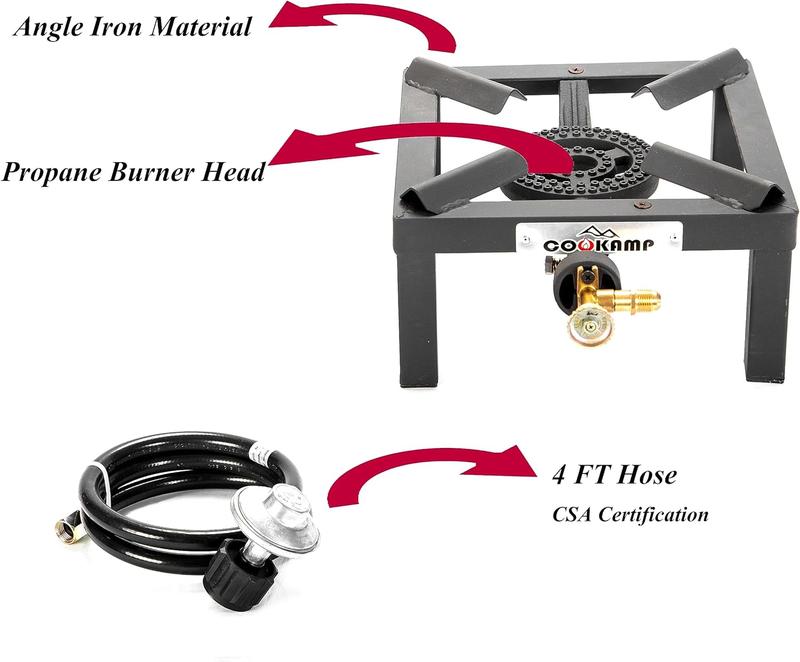 SA1200 Propane Single Burner Camp Stove with CSA Listed Regulator and 4ft Hose