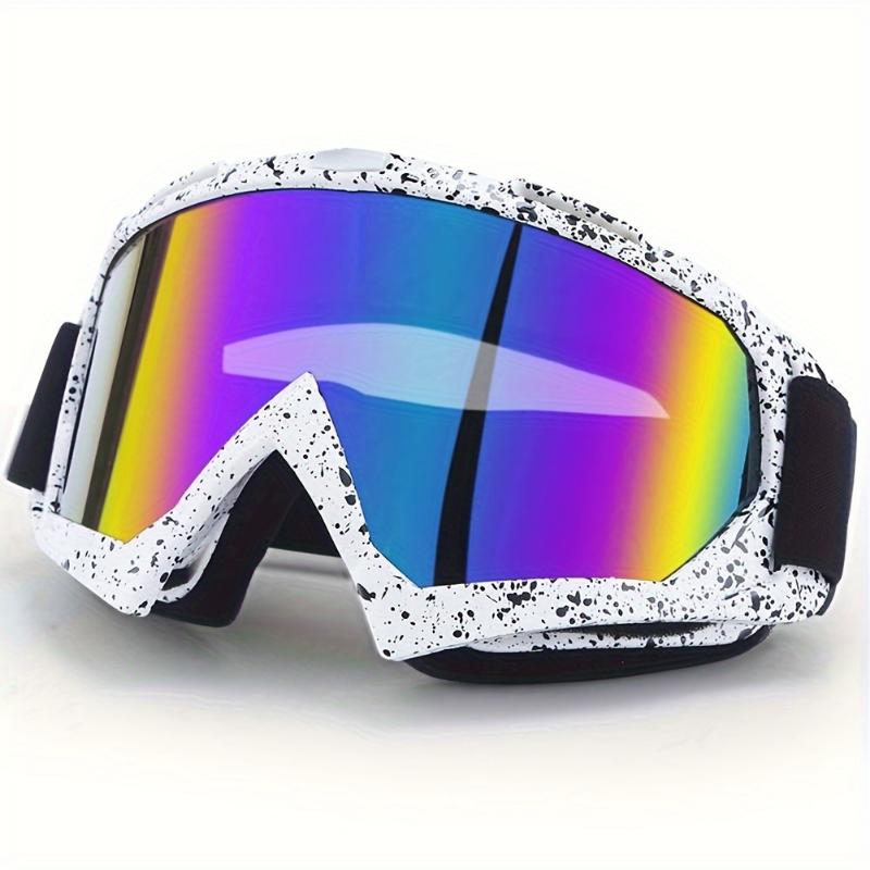 Keep warm 1pc, Unisex Ski Goggles, Anti-Fog Winter Snow Goggles, Spherical Removable Lens, Colorful Polarized Sports Eyewear, for Outdoor Biking & Skiing, White Frame, PC Lens, Reflective Reduction, Casual Decorative Glasses