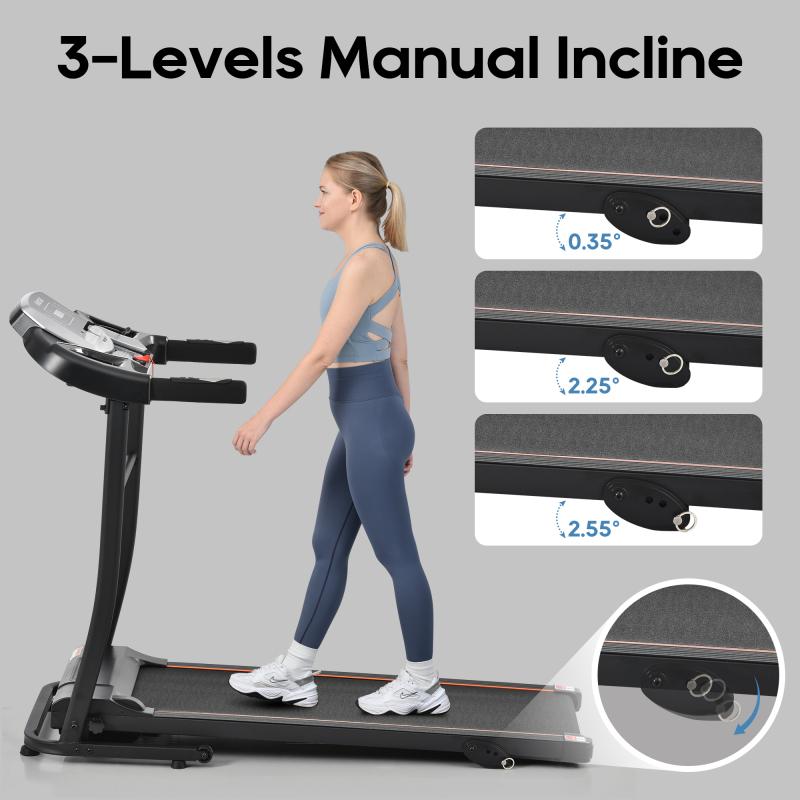 [Bellemave] Folding Treadmill Electric Running Machine 2.5HP Motor 300LBS Weight Capacity Walking Jogging Machine with 3 Level Incline 12 Preset Programs for Home Gym