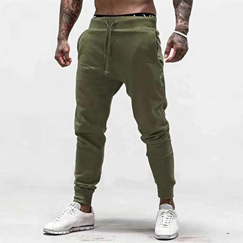 Men's Active Sweatpants Solid Joggers Trousers Drawstring Elastic Waist Fitness Gym Sports Pants Spring Summer Slim Running Pant