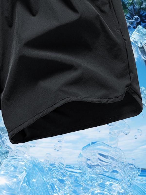 Men's Solid Drawstring Waist Shorts, Regular Fit Casual Pocket Shorts for Summer, Men's Bottoms for Beach Swimming