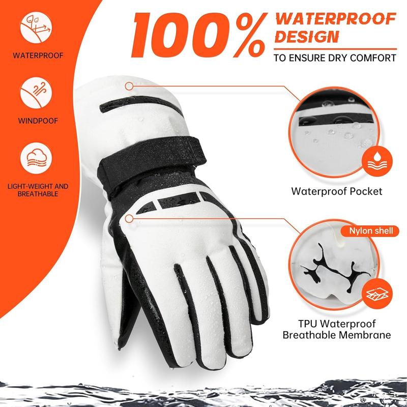 Ski Gloves Snow Gloves for Men Women, Waterproof Winter Gloves, 3M Thinsulate Warm Gloves, Unisex Touchscreen Snowboarding Gloves, Men Women Gloves with Pocket for Cold Weather