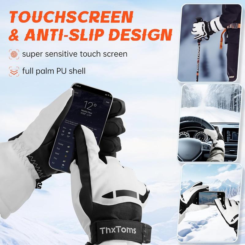 Ski Gloves Snow Gloves for Men Women, Waterproof Winter Gloves, 3M Thinsulate Warm Gloves, Unisex Touchscreen Snowboarding Gloves, Men Women Gloves with Pocket for Cold Weather