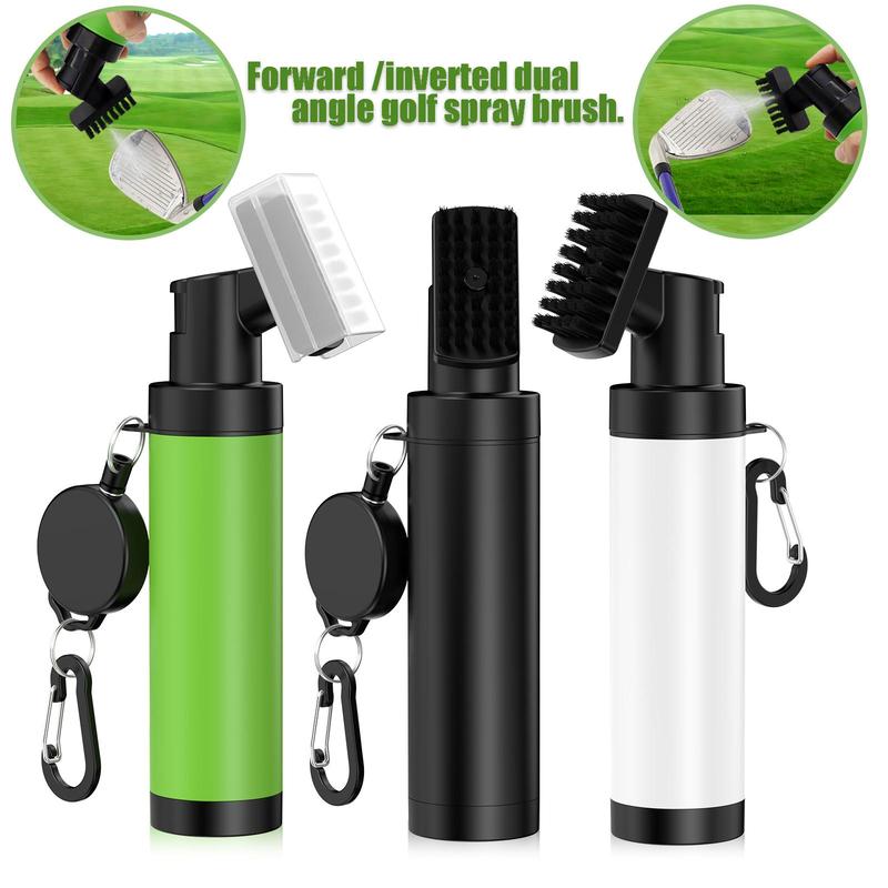 Golf Clubs Cleaning Water Brush, Forward & Inverted Dual Angle Golf Spray Brush, Golf Club Groove Cleaner Brush with Retractable Climbing Hook