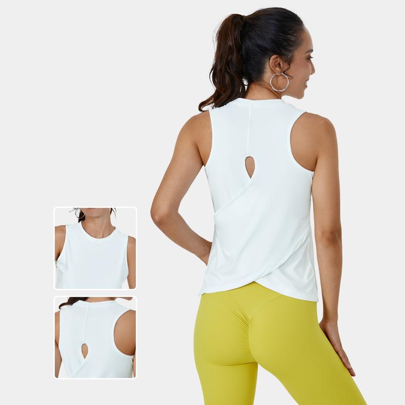 Halara Cut Out Crossover Hem Solid Yoga Tank Top