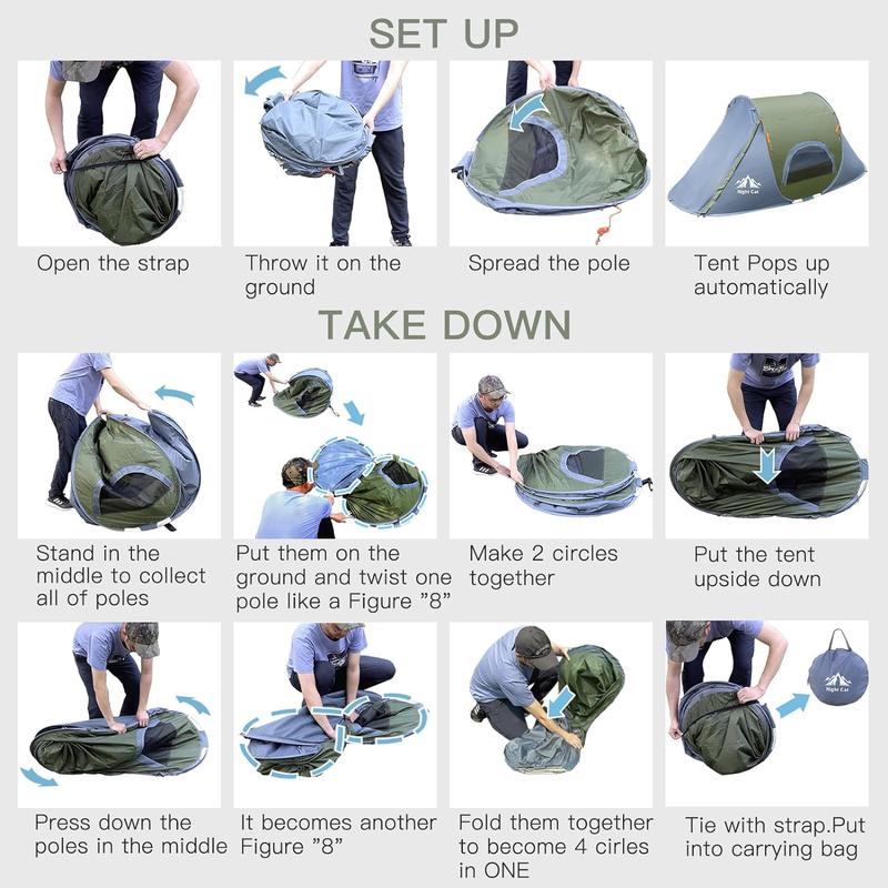 Night Cat Pop-up Camping Tent: 1 Person Tent Waterproof Instant Easy Setup Outdoor Tent