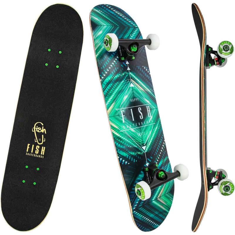 Standard Skateboard, Complete Skateboard 31''x 8'', 7 Layer Canadian Maple Double Kick Deck Concave Cruiser Trick Skateboards for Kids Boys Girls Youths Beginners.