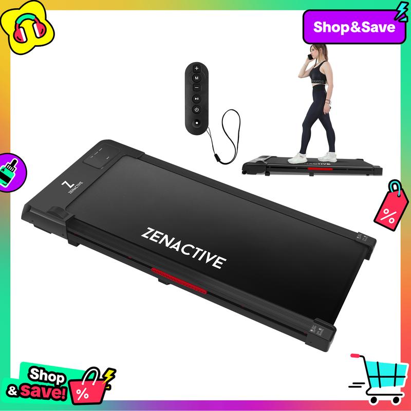 ZenActive Cushioned Walking Pad Shock-absorbing Walking Pad with Low Noise, Under Desk Cushioned Low Noise Treadmill, Cushioned  Walking Treadmill 2 in 1 for Home Office with Remote Control, Portable Treadmill Cushioned Treadmill Black