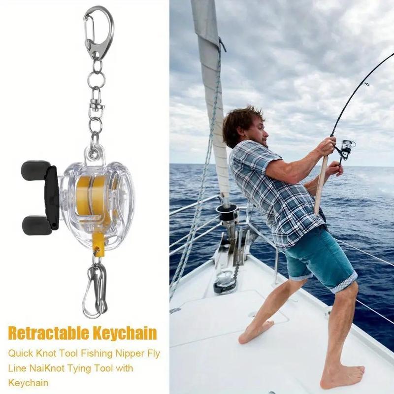 Retractable Small Fishing Reel Key Chain, 1 Count Portable Fishing Coiled Lanyard Key Ring, Fishing Accessories for Outdoor, Fishing Gear, Fishing Equipment