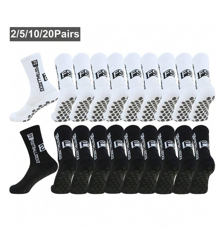 2 5 10 20 Pairs Men Cushion Crew Socks Sport Grip Socks Exercise Athletic Football Basketball Rugby Cycling Running, For Gym