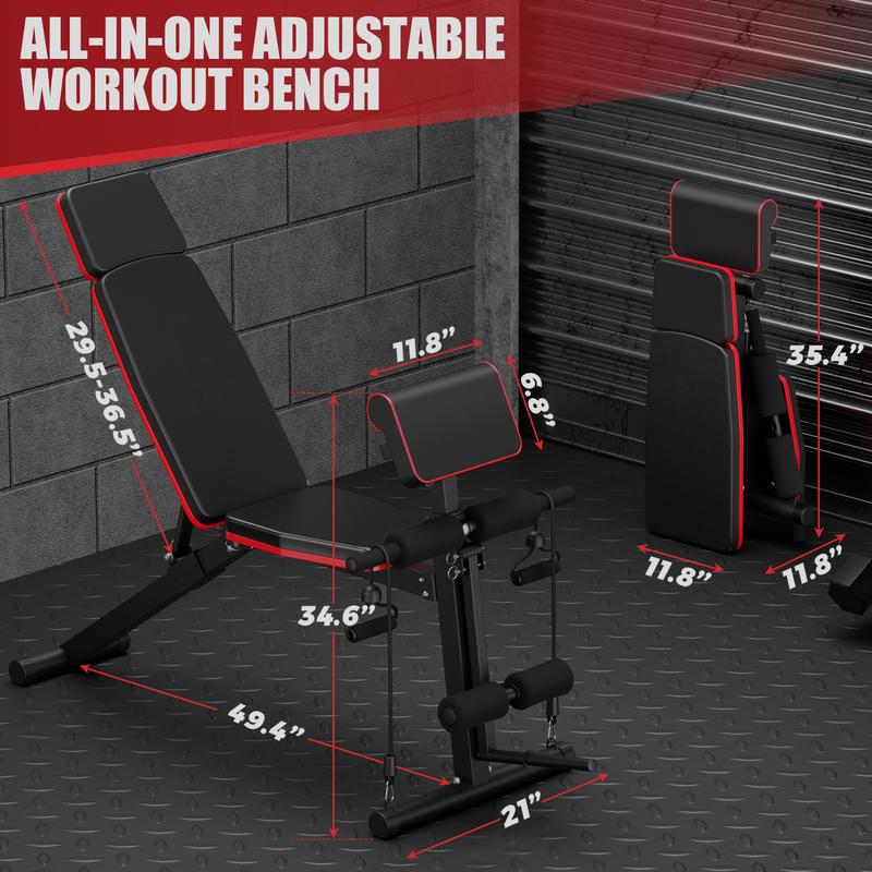 Bearbro 770 LB Adjustable Weight Bench Foldable Workout Bench Press for Full Body Strength Training, Incline Decline Bench with Fast Folding