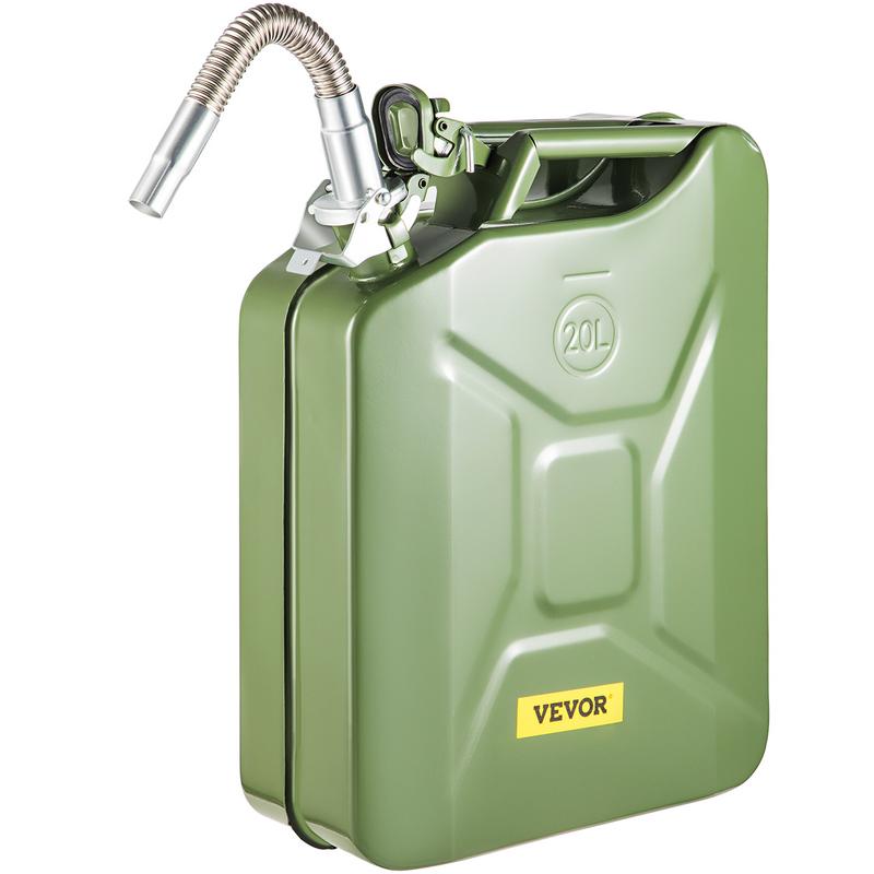 VEVOR Jerry Fuel Can, 5.3 Gallon   20 L Portable Jerry Gas Can with Flexible Spout System, Rustproof ＆ Heat-resistant Steel Fuel Tank for Cars Trucks Equipment, Green