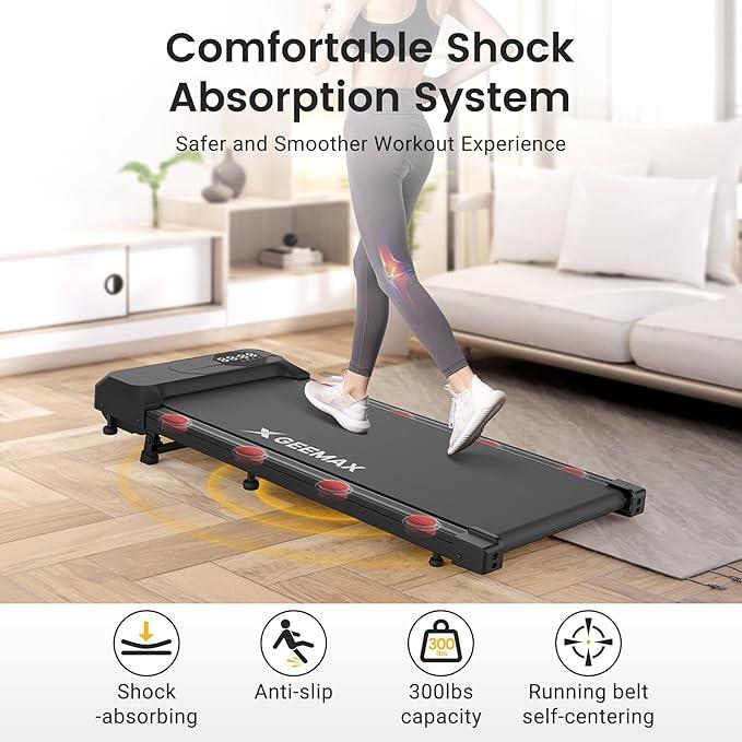 Walking Pad Treadmill with 10% Incline, Portable Under Desk Treadmill with Smart Fitness APP, 2.5HP Quiet Treadmills for Home Office, 300lbs Weight Capacity, Remote Control, LED Display(Black))