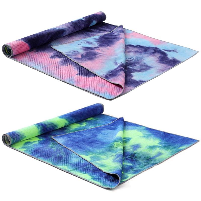 Tie-dye Printing Yoga Mat Towel, 1 Count Breathable & Fast Drying Yoga Towel, Portable Yoga Mat Towel for Home Gym Workout