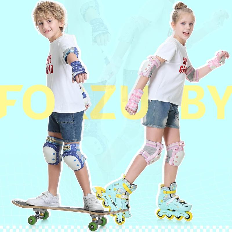 Adult Kids Knee Pads Elbow Pads Wrist Guards 6 In 1 Protective Gear Set For Inline Roller Skating Skateboarding Scooter BMX Etc.