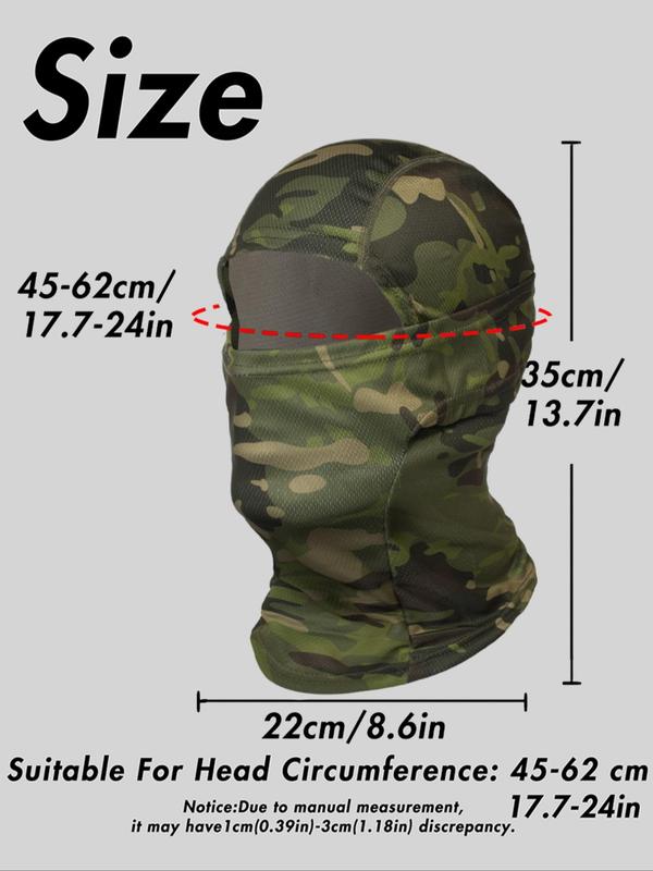 Camo Pattern Balaclava, Breathable Mesh Face Mask, Sun Protection Full Face Mask, Sports & Outdoor Clothing Accessories for Cycling, Motorcycle