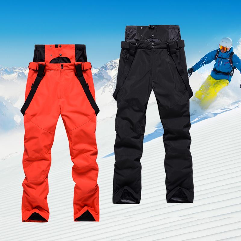 High Quality Men Winter Thick Warm Skiing Pants Windproof Waterproof Suspender Trousers Snow Snowboard Pants Plus Size