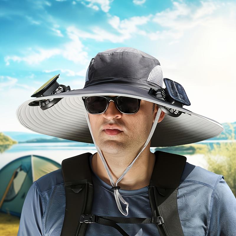 2024 Detachable Fishing Hat-Solar Sun Protection Sun Hat with Fan Solar Fan Hat Dual Power Supply Fan Outdoor Fan