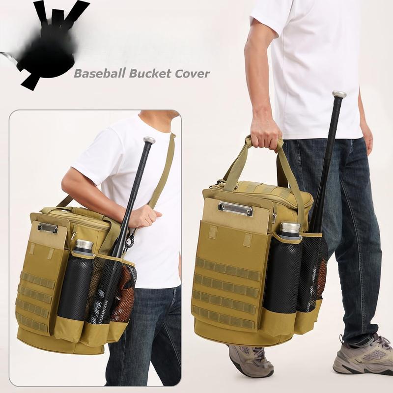 Baseball Bucket Cover Organizer for 6 Gallon Buckets Coaches Bag with Anti-Slip EVA Bottom for  Equipment,Baseball Gear, Accessories