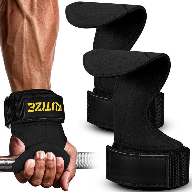 Lifting Straps, Weight Lifting Wrist Wraps for Weightlifting, Heavy Powerlifting, Deadlifts, Rows, Pull Ups, Adjustable Neoprene Padded Gym Workout Strength  Wrist Hooks for Men Women