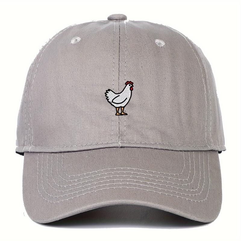 Chicken Embroidery Baseball Cap Solid Color Casual Dad Cap Lightweight Adjustable Sun Hat for Women Men