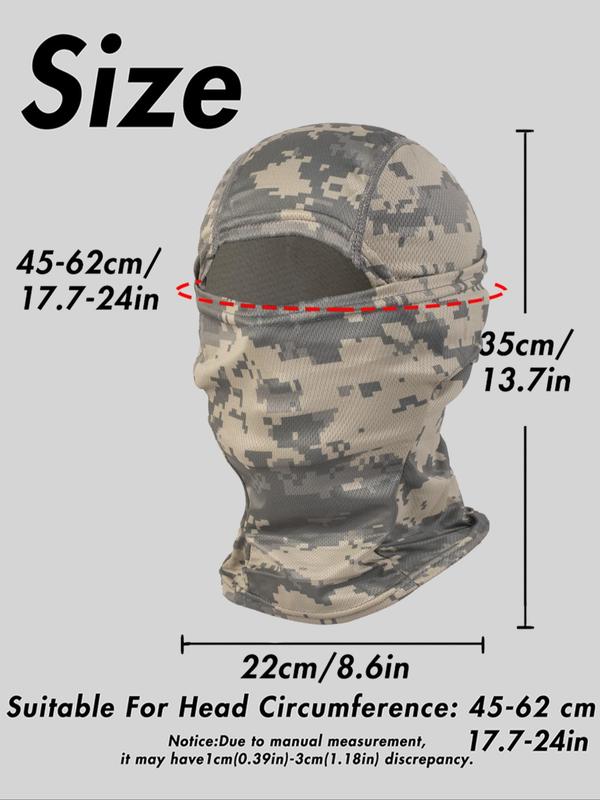 Camo Pattern Balaclava, Breathable Mesh Face Mask, Sun Protection Full Face Mask, Sports & Outdoor Clothing Accessories for Cycling, Motorcycle