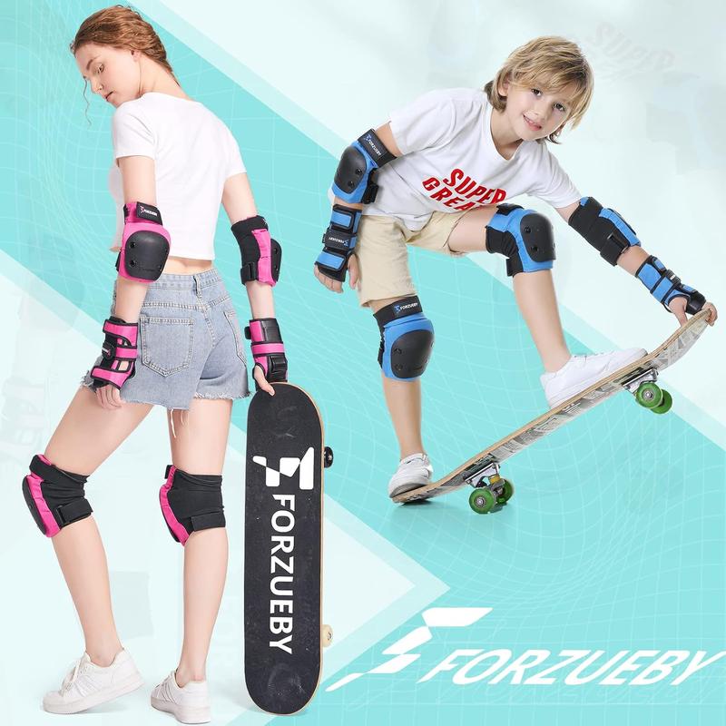 Adult Kids Knee Pads Elbow Pads Wrist Guards 6 In 1 Protective Gear Set For Inline Roller Skating Skateboarding Scooter BMX Etc.