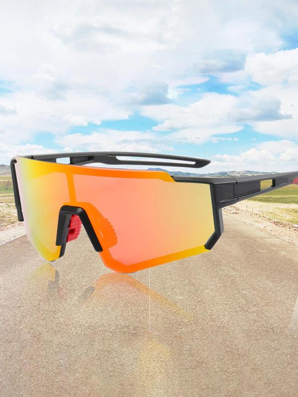 Unisex Sporty Flat Top Sunglasses, Trendy Cycling Sunglasses for Everyday Use, Fashion Accessories for Outdoor Activities