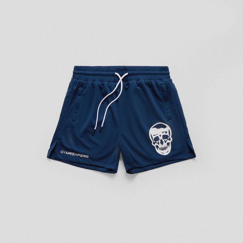 GYMREAPERS Navy Summer Mesh Training Shorts with Zipper Pockets